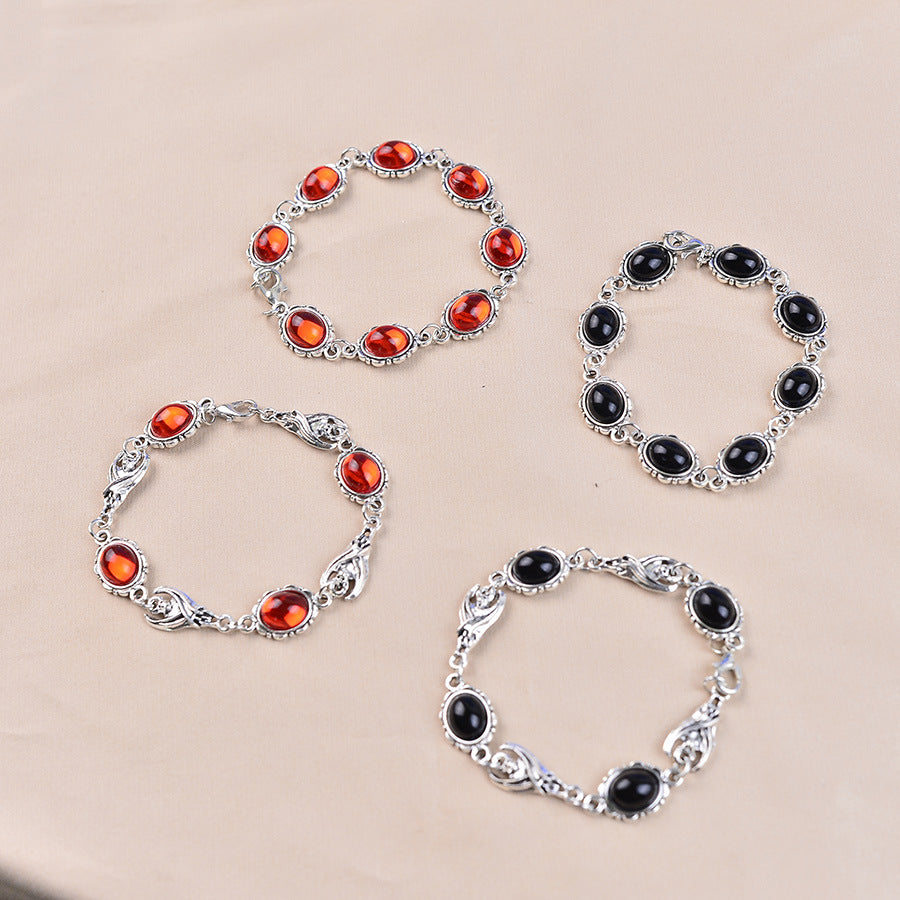 Fashionable Retro Dark Gemstone Inlaid Bracelet