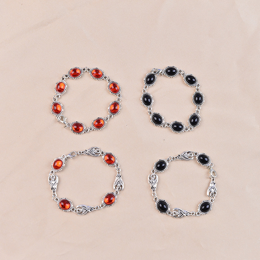 Fashionable Retro Dark Gemstone Inlaid Bracelet