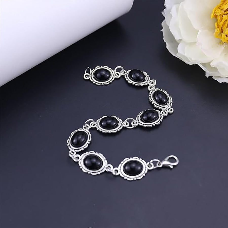 Fashionable Retro Dark Gemstone Inlaid Bracelet