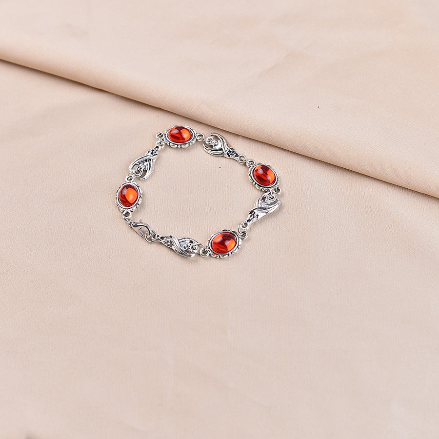 Fashionable Retro Dark Gemstone Inlaid Bracelet