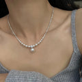 Sparkling Diamond Broken Silver Pearl Necklace For Women