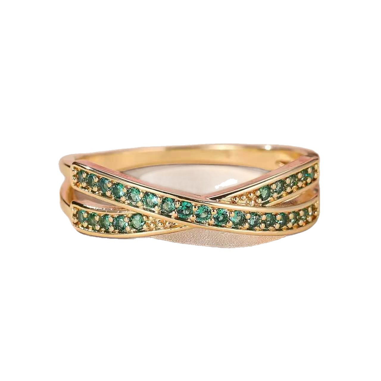 Trendy Minimalist Green Ring Set With Full Diamonds