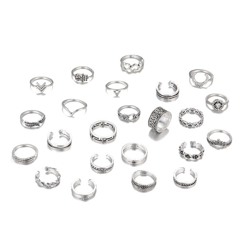 Customizable Vintage Hollowed-out Heart Ring Set