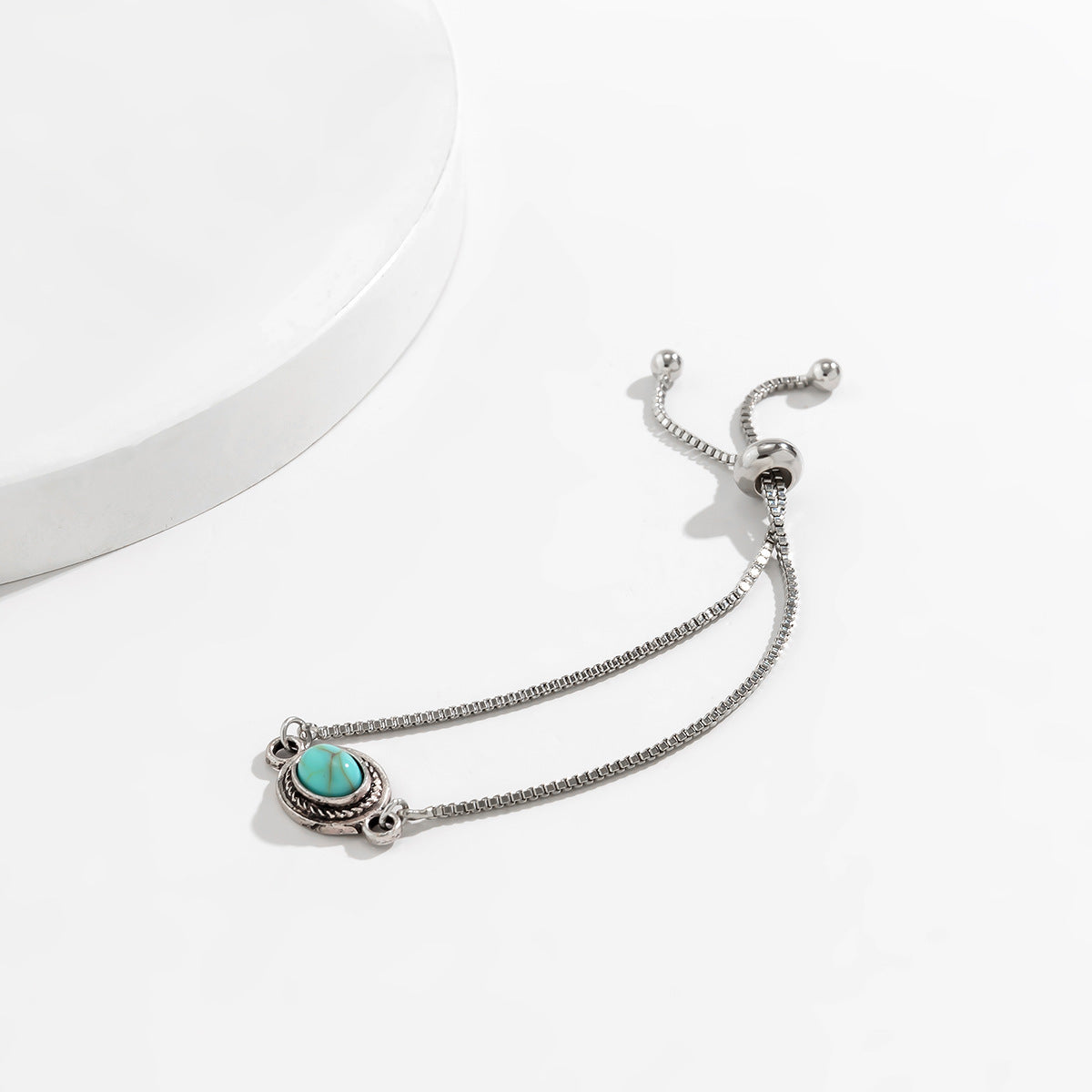 Simple And Adjustable Turquoise Antique Silver Versatile Bracelet