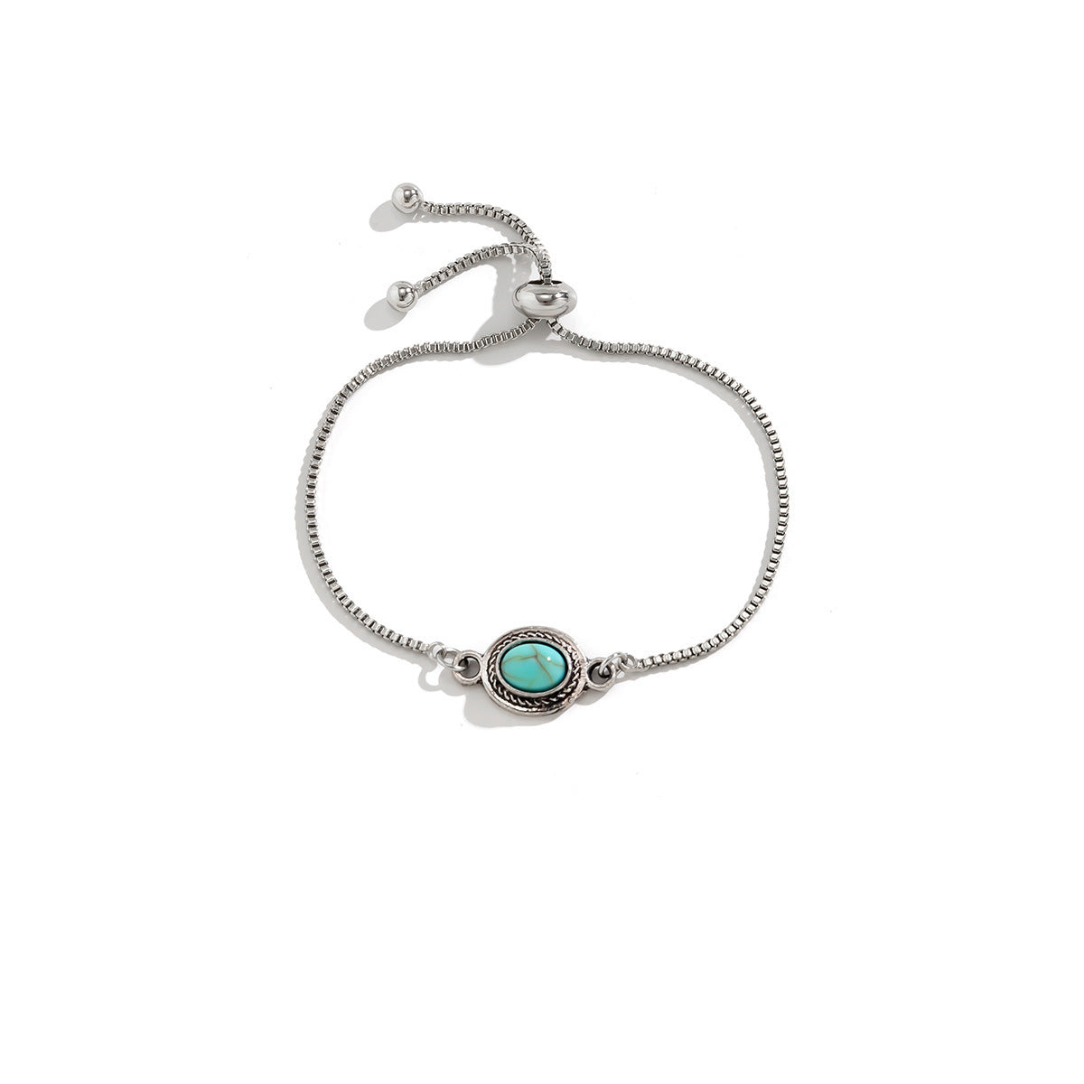 Simple And Adjustable Turquoise Antique Silver Versatile Bracelet