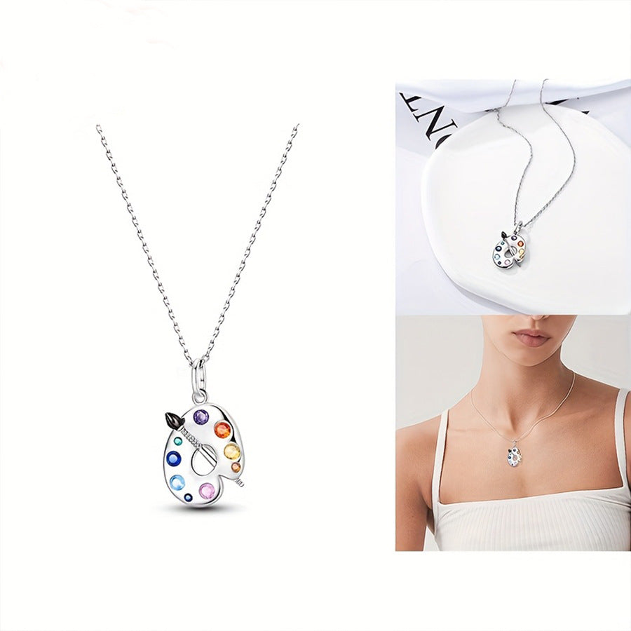 Colorful Paintbrush Art Pendant Painting Necklace