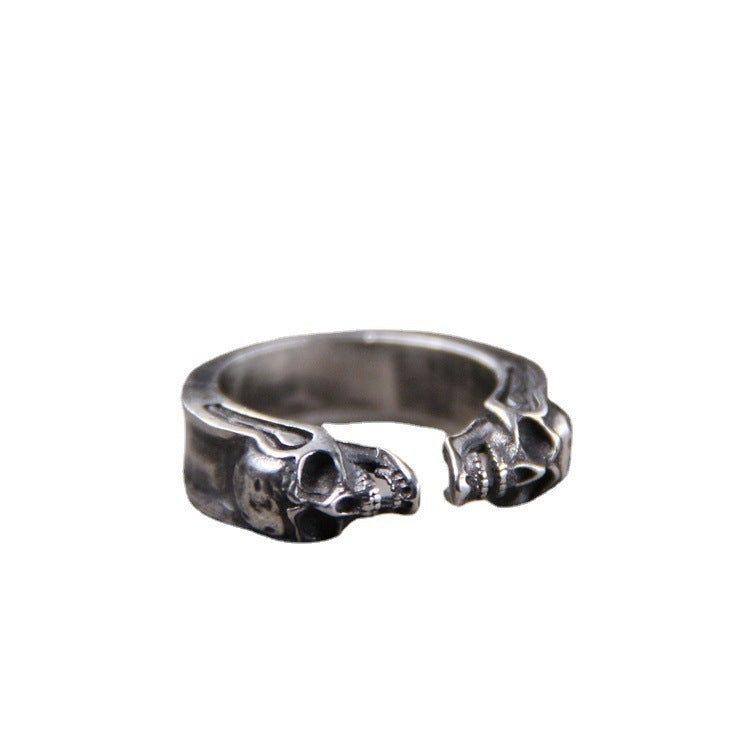 Double-sided Ghost-head Open Ring Vintage Punk Style